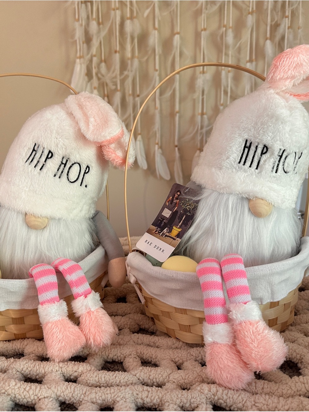 Plush Pink 'Hip Hop' Gnome Easter Basket